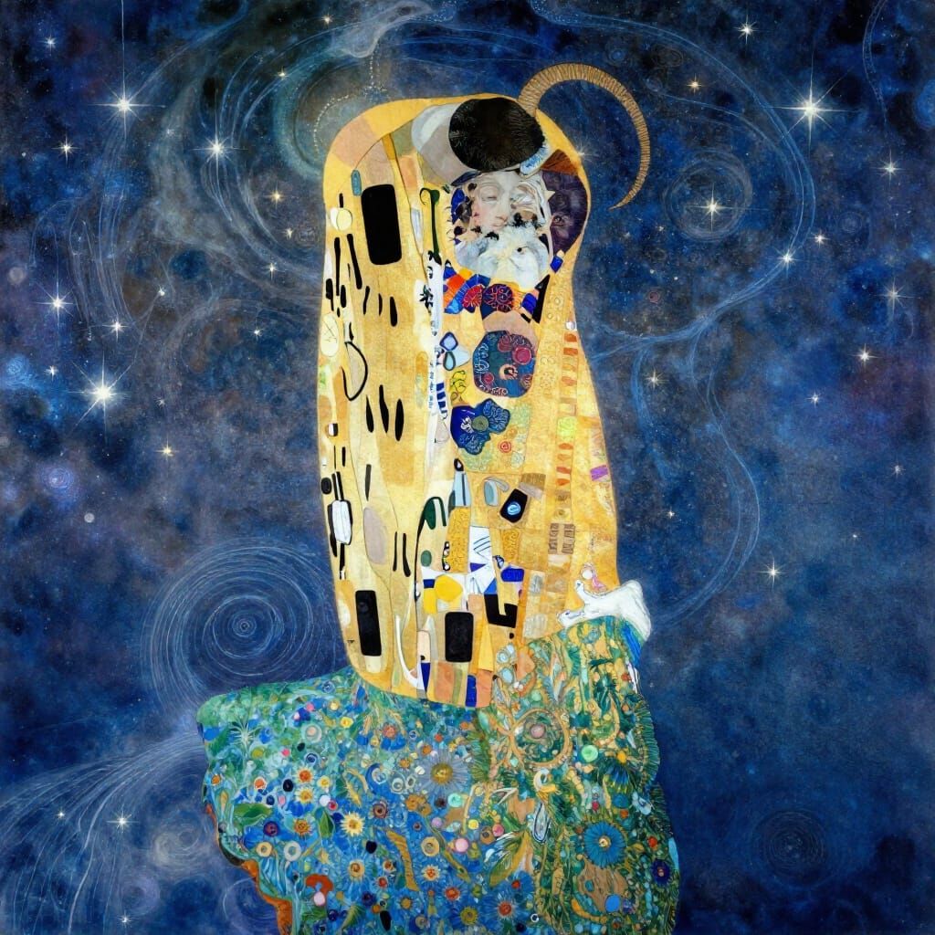 Aquarius Spirit on Cosmic Island in Water Magic Style