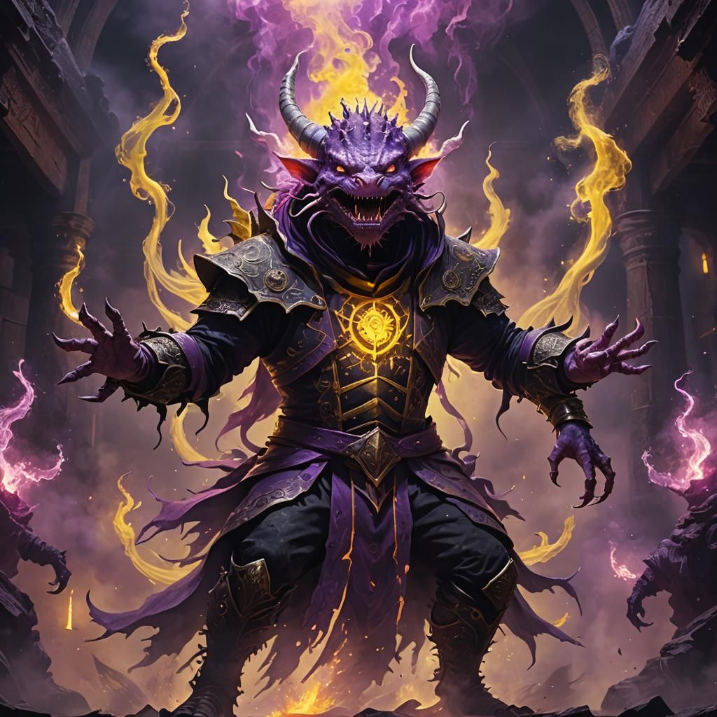 Mystical Demon Warlock Axolotl in Dark Fantasy Style