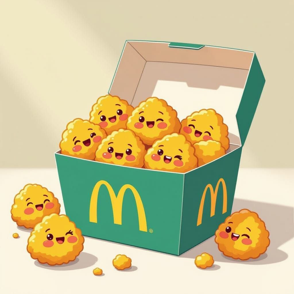 Cute Chicken Nuggets in Happy Meal Box Illustration