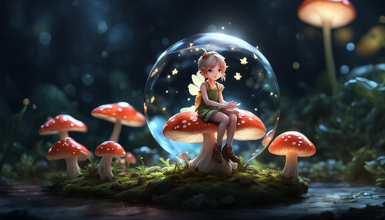 Fairy in Glass: Detailed 3D Anime Art