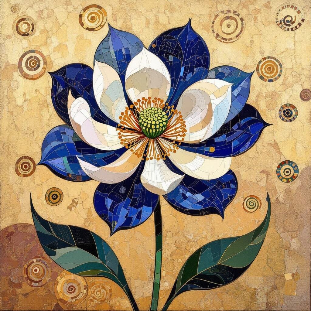 Exotic Flower Painting in Klimt Style