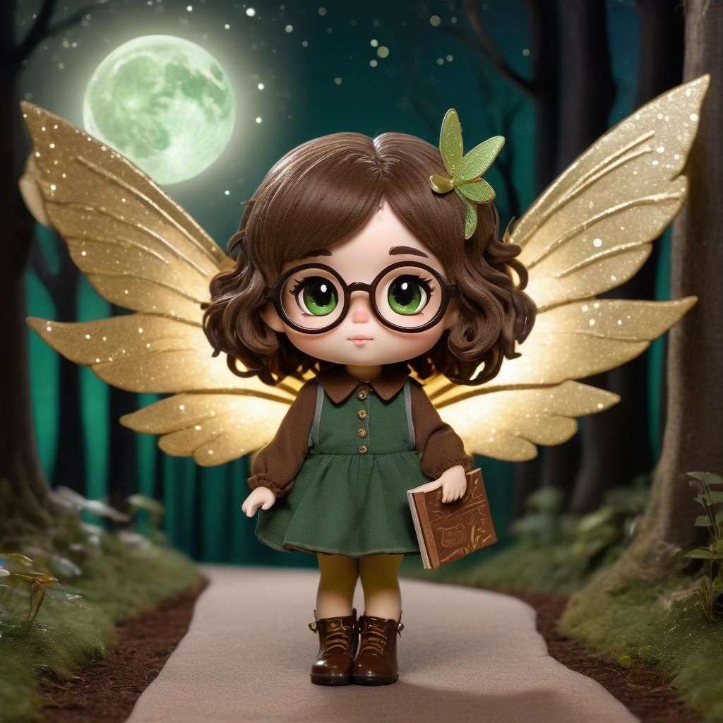 Chibi Pixie Fairy Walks in Moonlit Forest