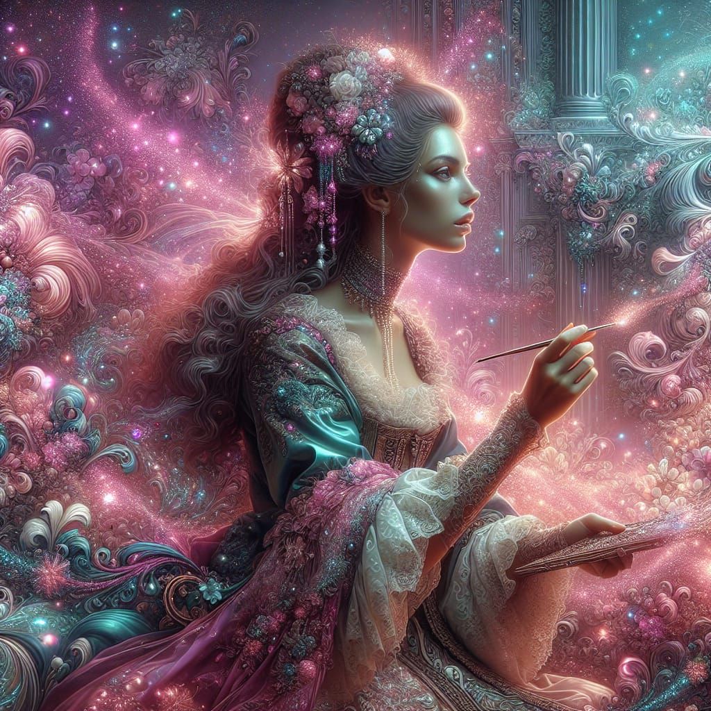 Baroque Woman in a Magical, Detailed Digital Painting