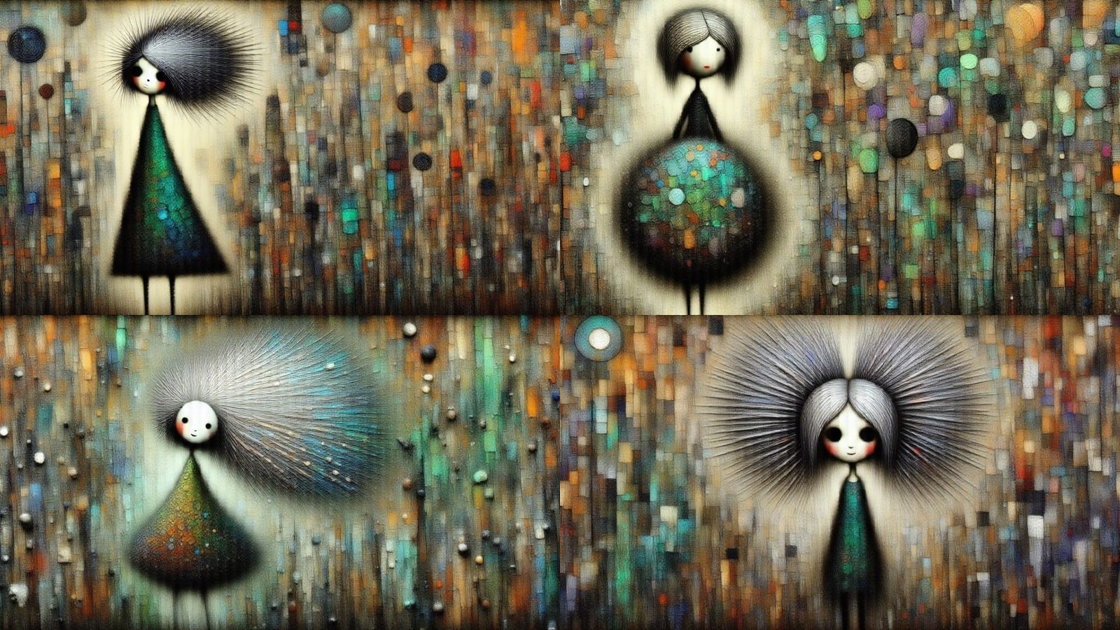 Ethereal Mermaid with White Hair in Gouache Ink Watercolor S...