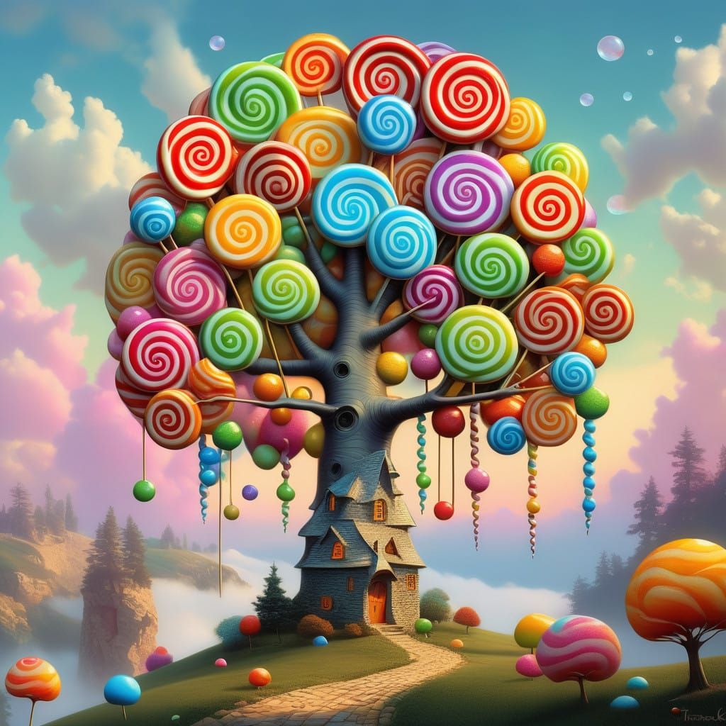Whimsical Dreamscapes Unveiled: A Vibrant Tree Blooms with L...