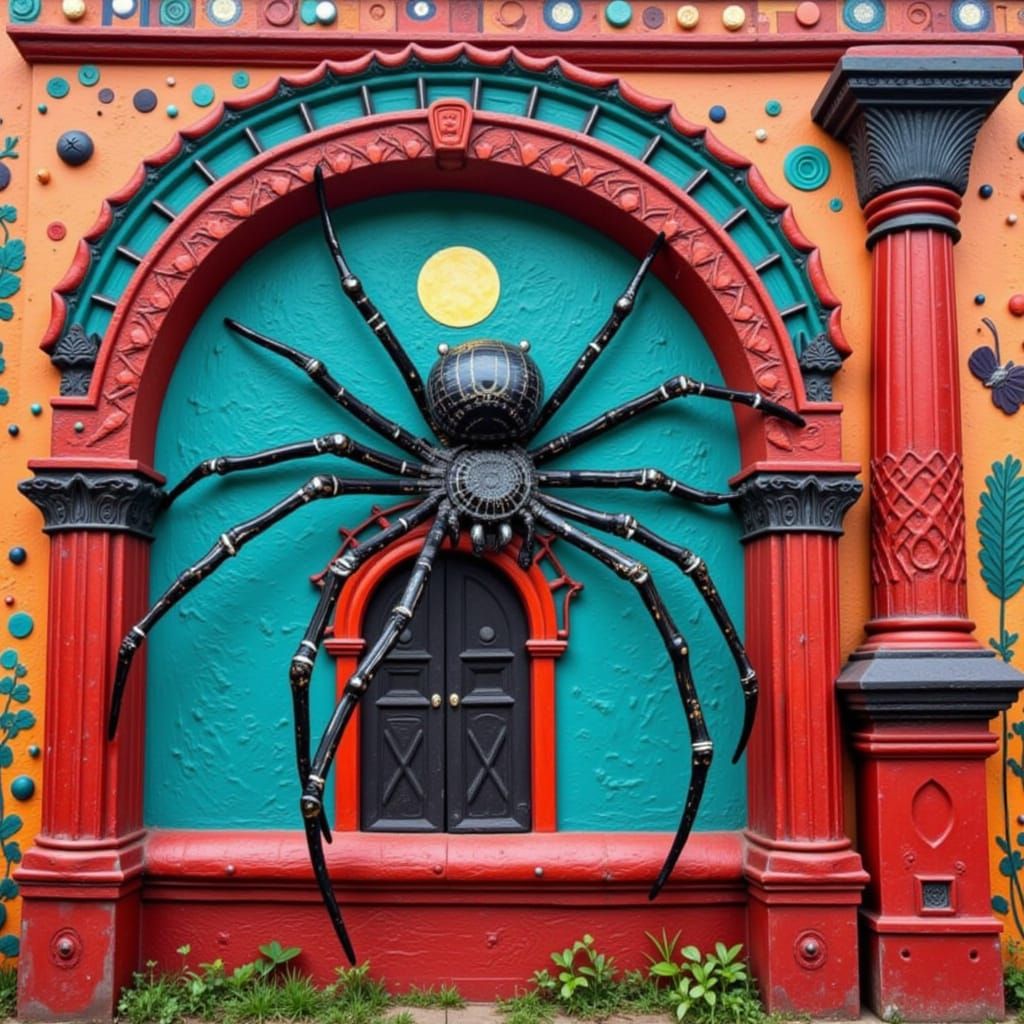 Vibrant Spider with Embossed Designs in Bright Colors