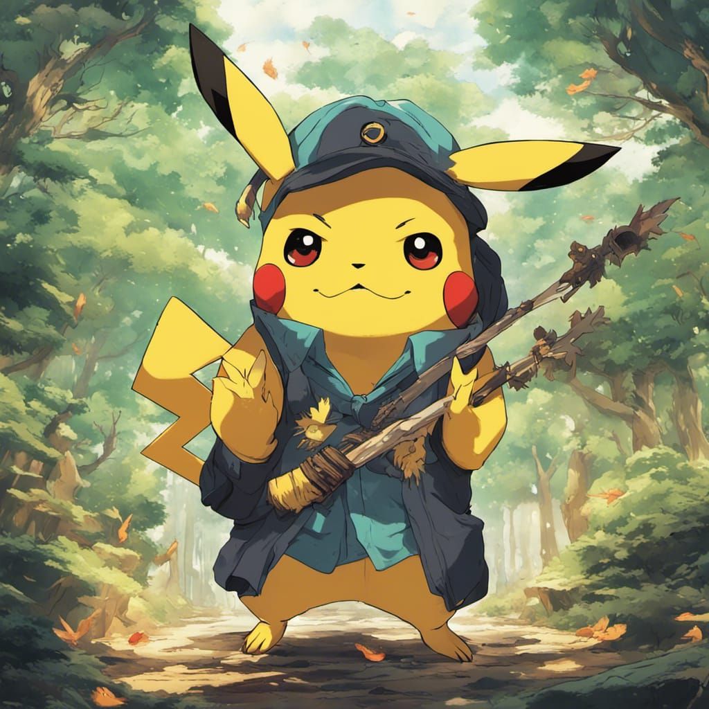 Pikachu as Zenitsu: Anime Fanart in Ghibli Style