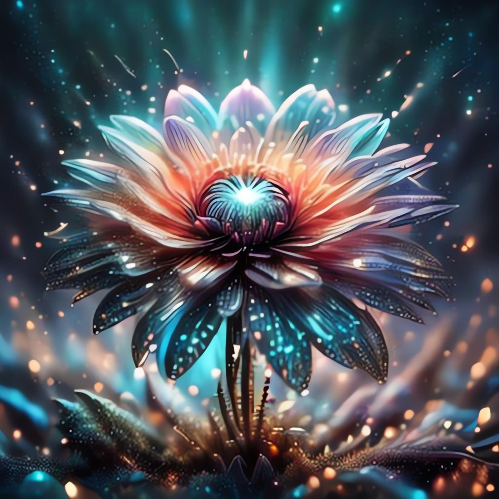 Radiant Fantasy Flower Close-Up in Detailed Concept Art