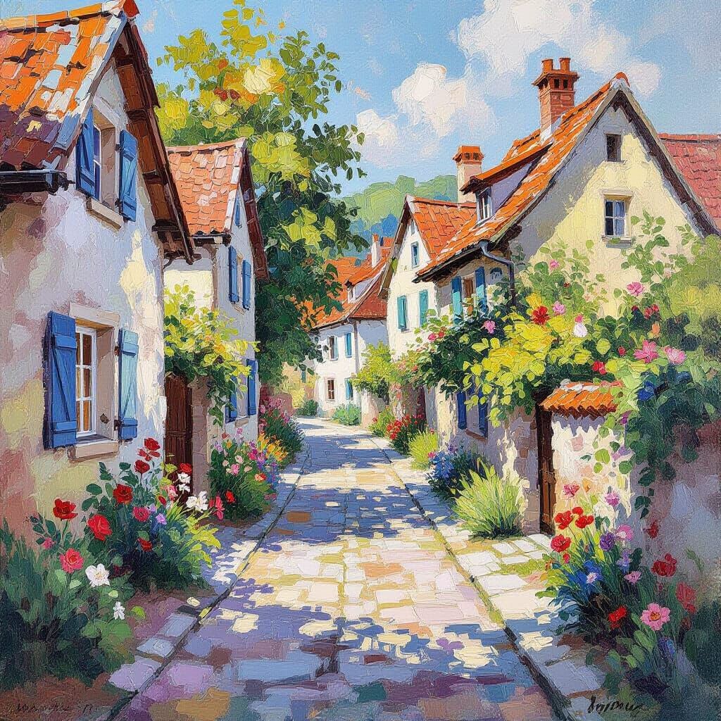 Floral Gouache Painting in Impressionist Style