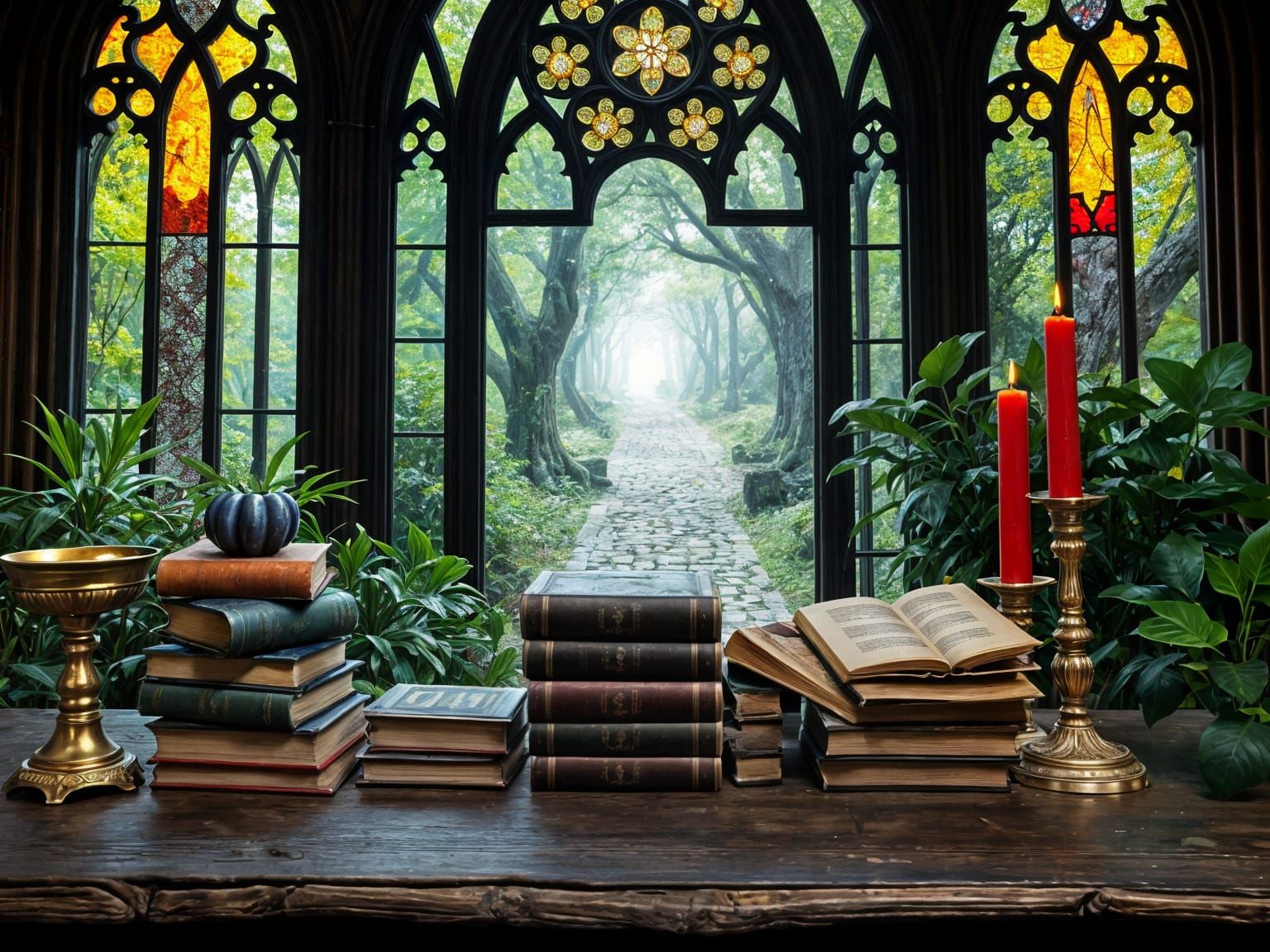 Mysterious Study in Dark Fantasy Style