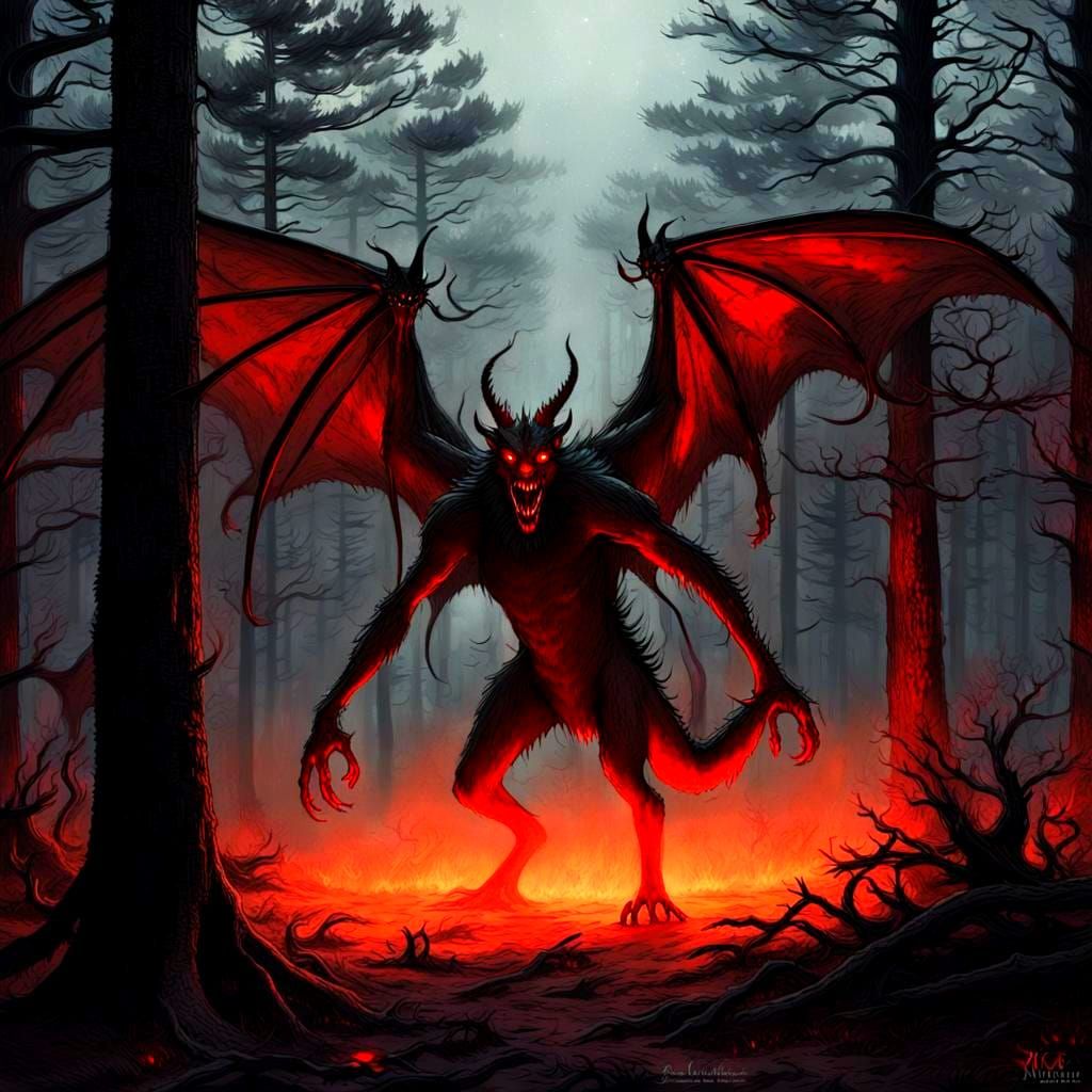 Terrifying Jersey Devil in Dark Pine Barrens