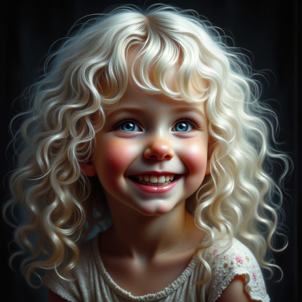 Joyful Little Girl Portrait with Dramatic Lighting