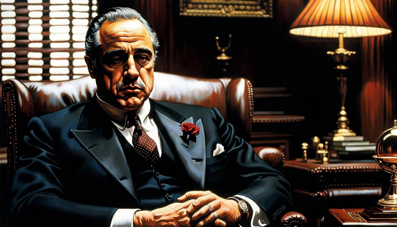 Don Corleone: A Godfather Scene as Oil Painting