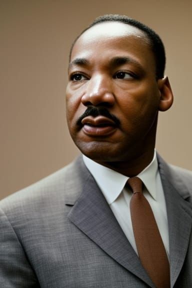 "I have a dream" Dr. Martin Luther King Jr., symmetrical face, smooth chin, matte skin, intelligent thoughtful aspect, i...