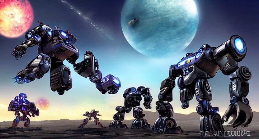 Futuristic Robot War Mechs in Galaxy