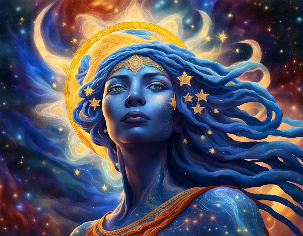 Pleiades Goddess Concept Art in Art Nouveau Style