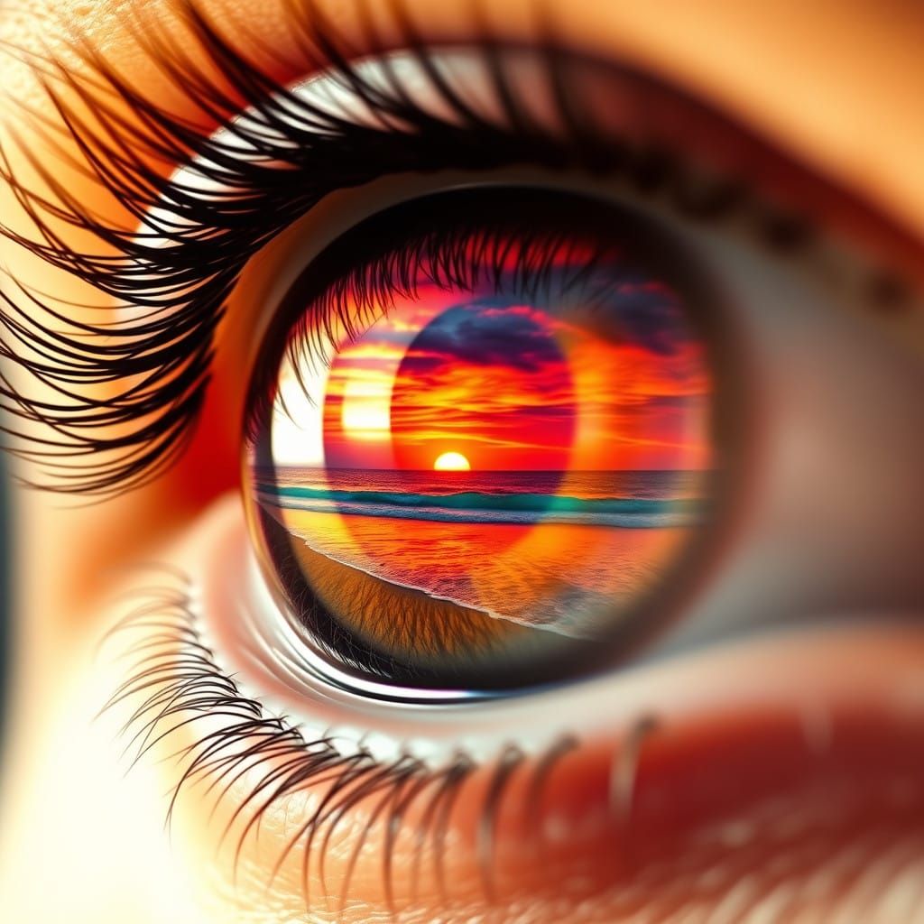 Surreal Beach Scene Erupts from a Human Eye in Hyperrealisti...