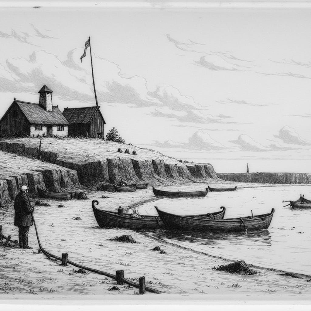 Winter at a Medieval Fishing Harbor