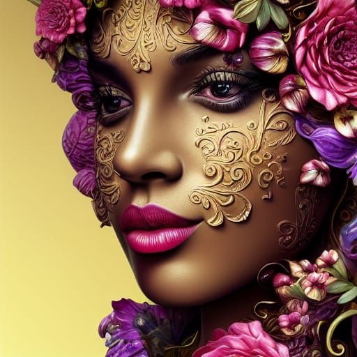 Floral Liquid Face: Breathtaking Hyperrealistic Artwork