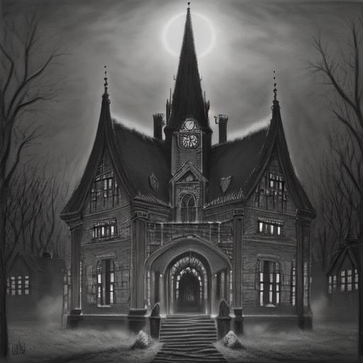 Ethereal Gothic Christmas Charcoal Drawing