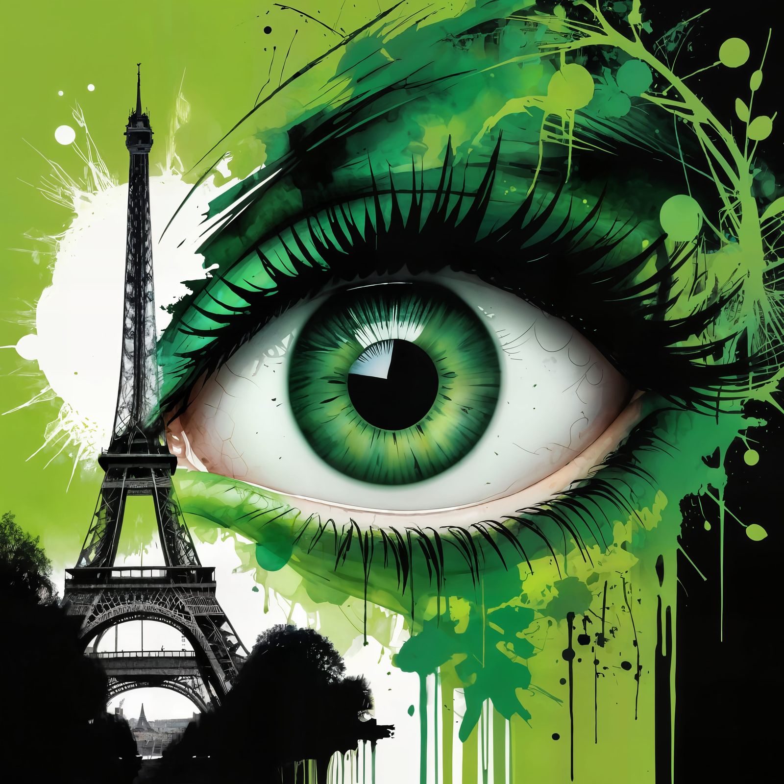 Ethereal Paris Scene in Dark Surrealism