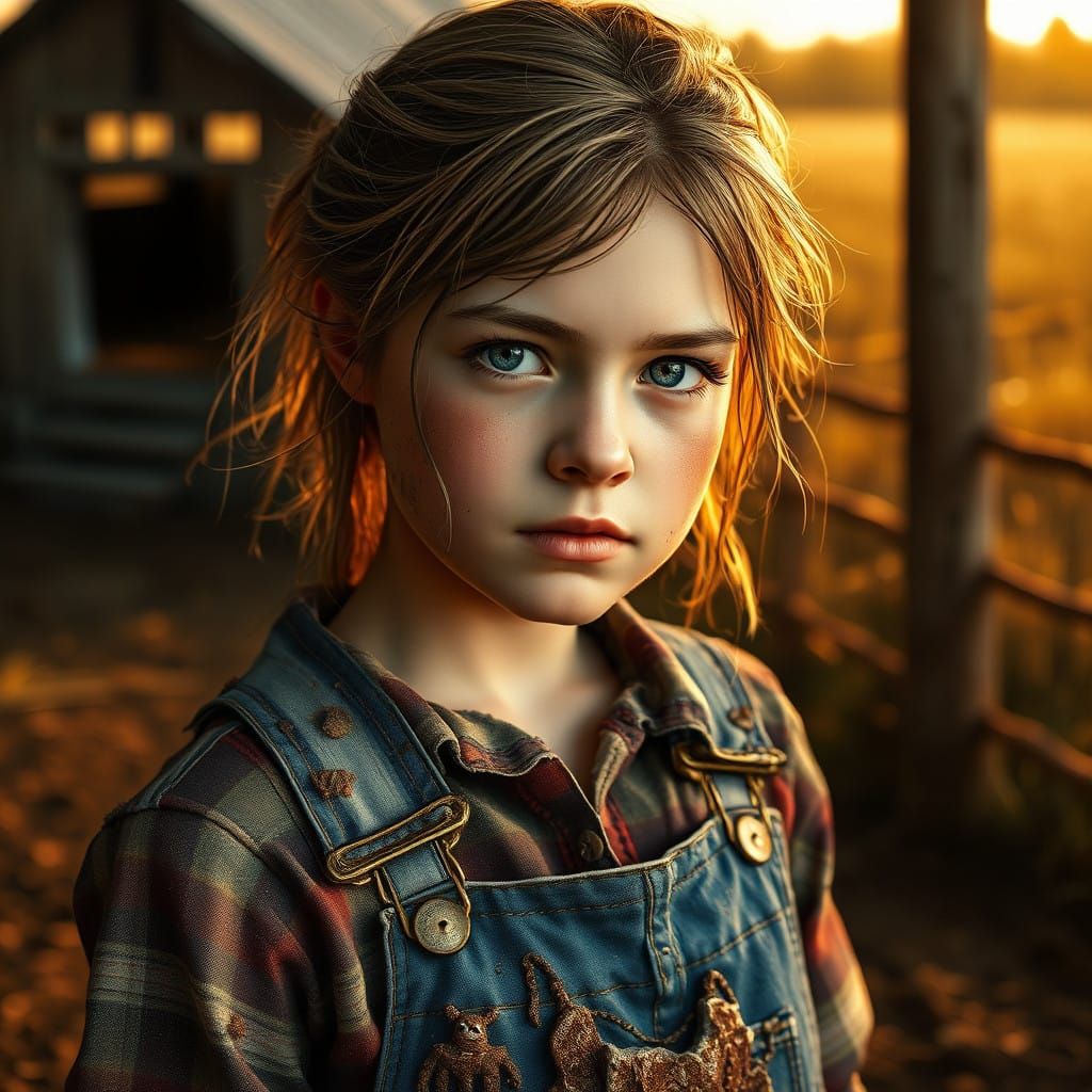 Muddy Farm Girl in Hyperrealistic Art