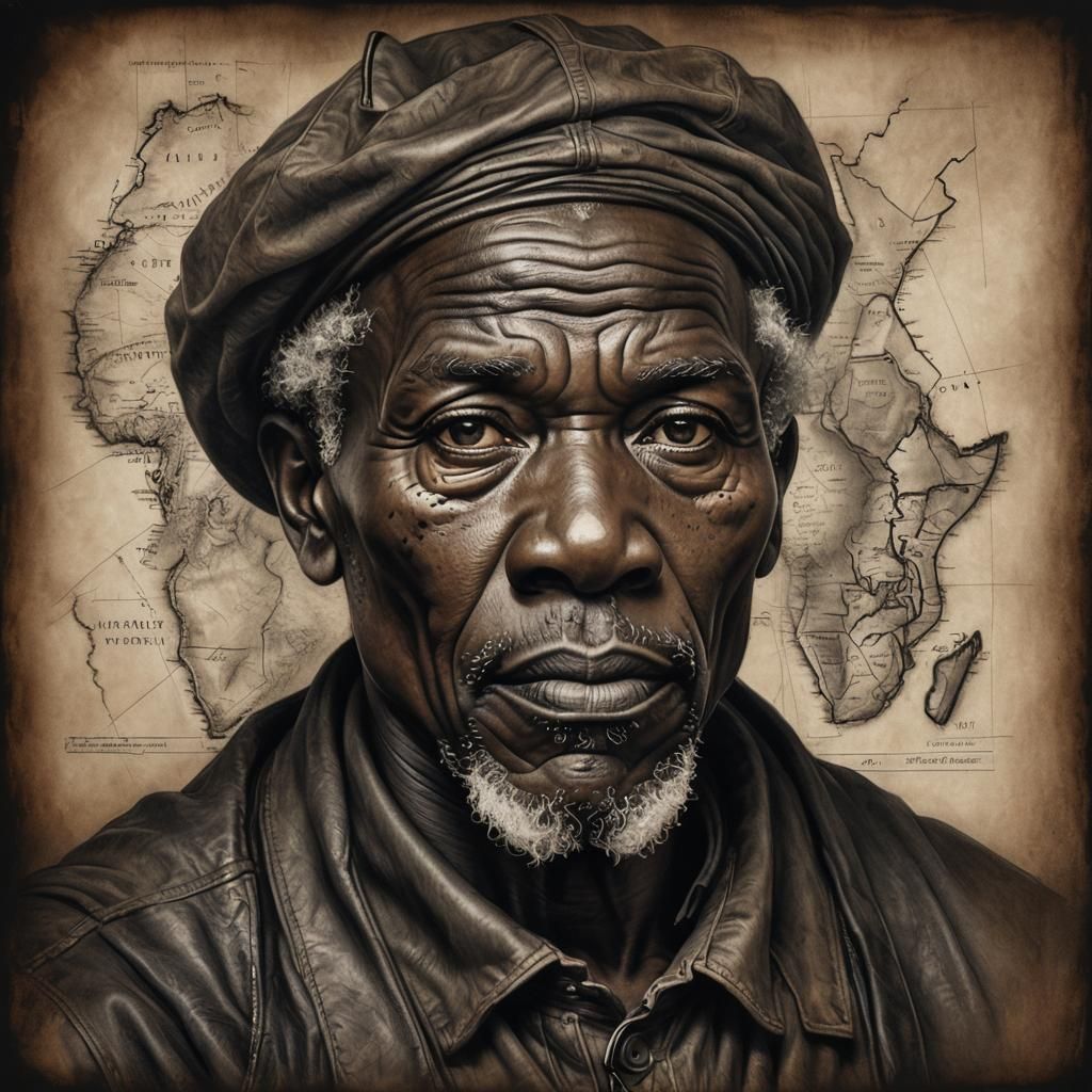Detailed Charcoal Portrait of an African Leader