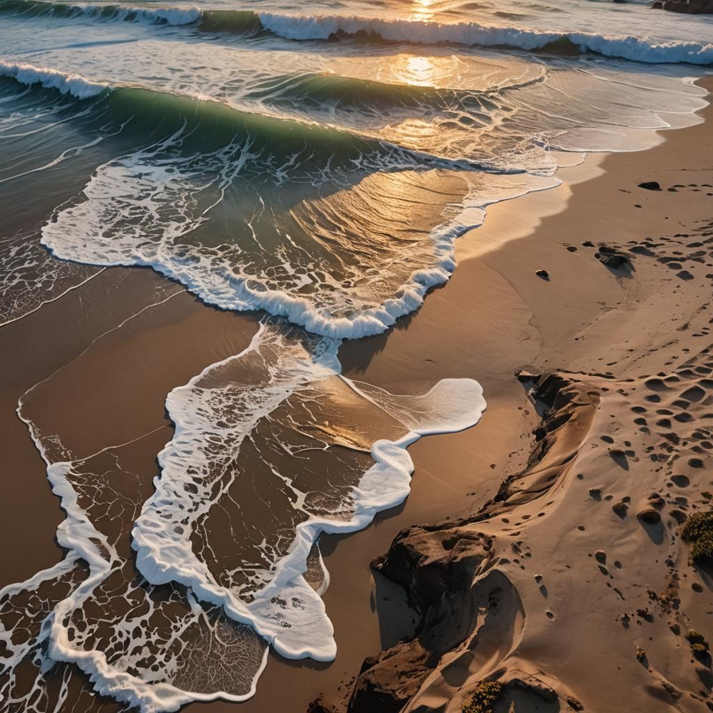 Sunset Beach: California Cliffside Waves in Natural Light
