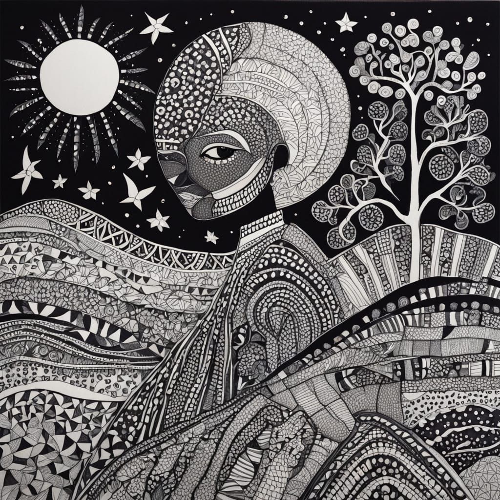 Zentangle, Afrika, Night
