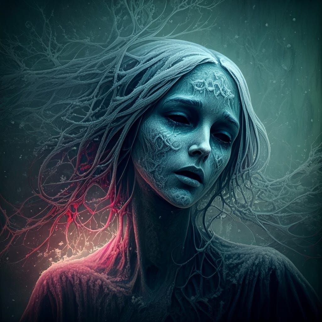 Ethereal Banshee Girl in Vibrant Neurofabricism Style