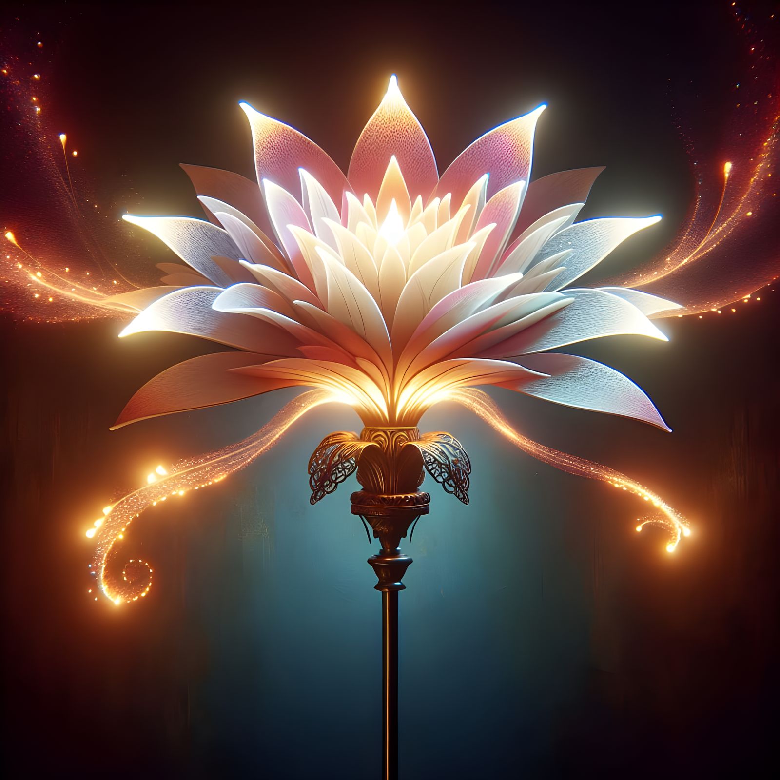 Glowing Flower Lamp in Matte Painting Style