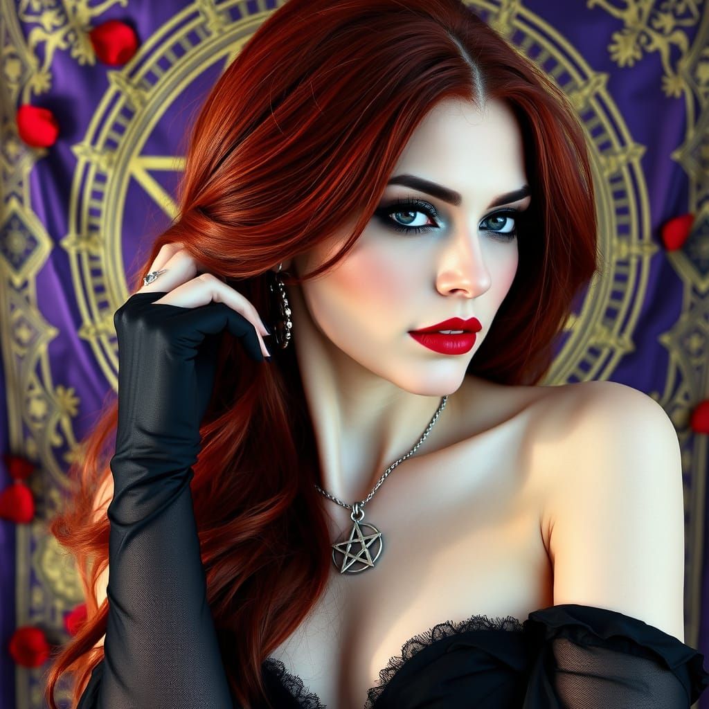 Surreal Goddess in Occult Regalia with Pentagram