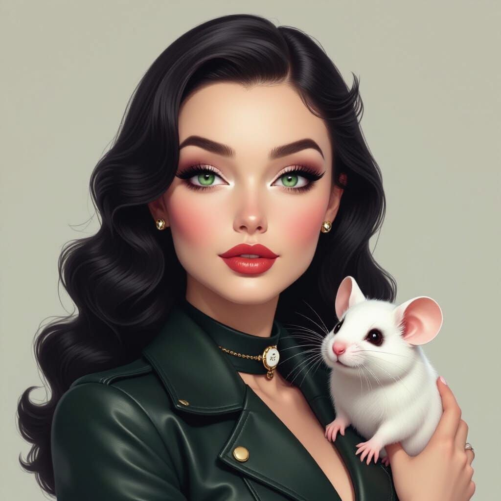 Vintage Beauty with Mouse, Syd Mead Inspired