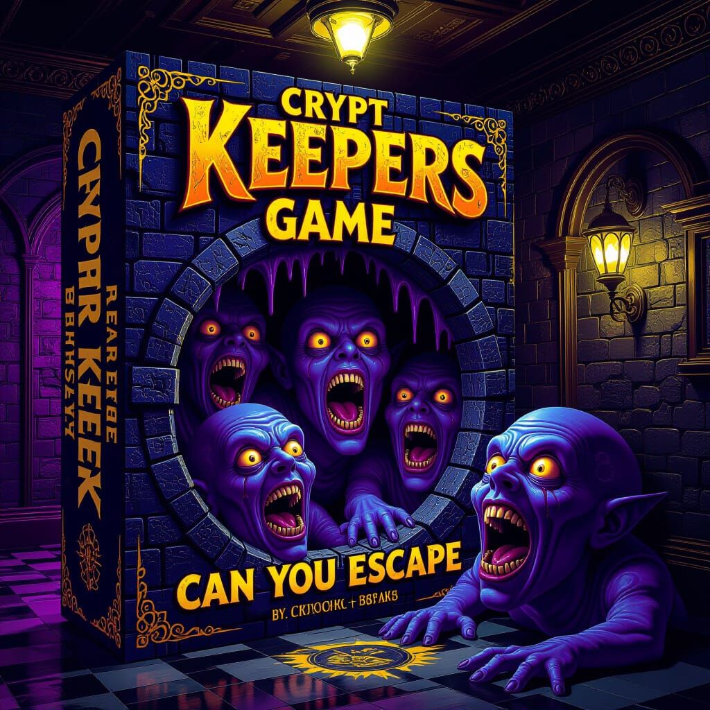 Dark Fantasy Game Box Art with Emerging Creatures