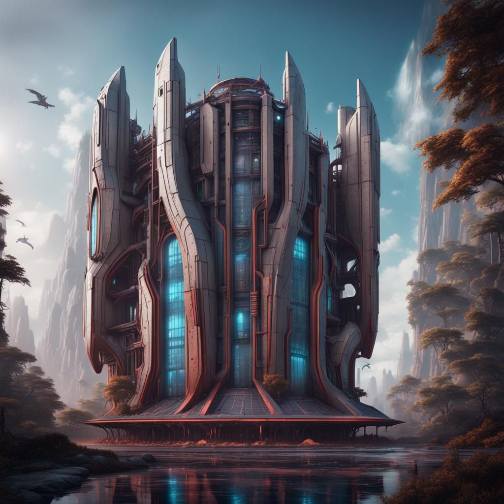 Futuristic Building in Detailed Matte Painting