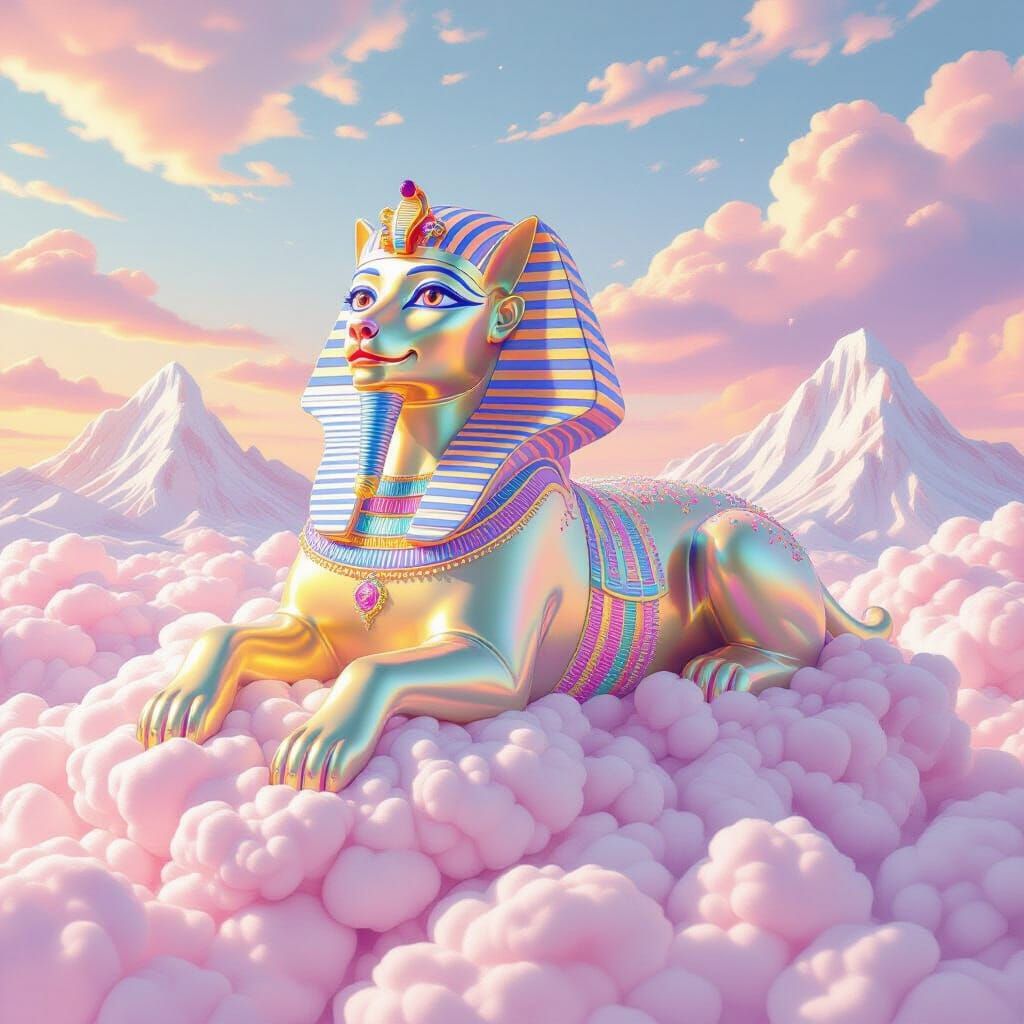 Gummy Sphinx Lounging on Cotton Candy Cloud
