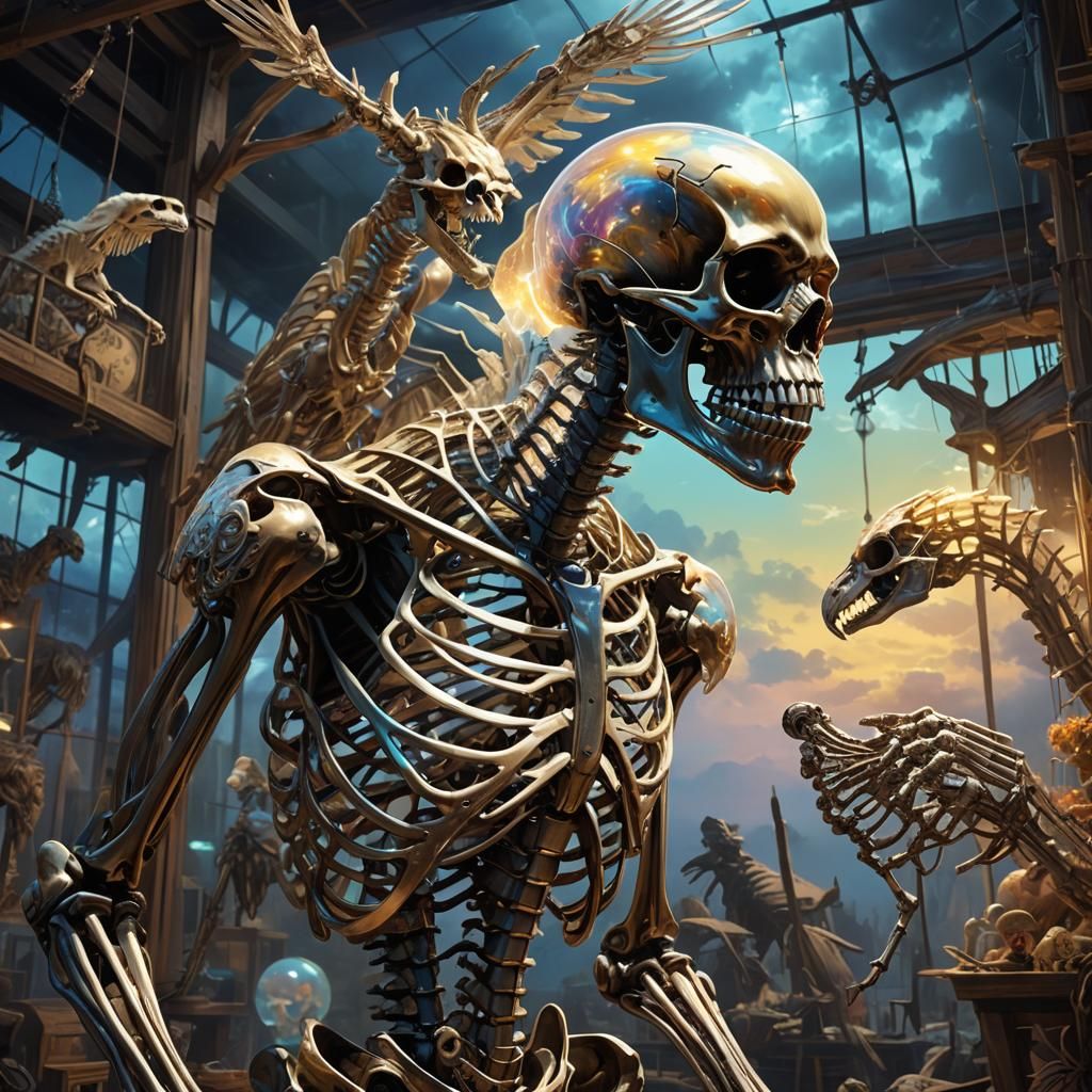Fantasy Skeletons and Plastic Raptor: Matte Painting