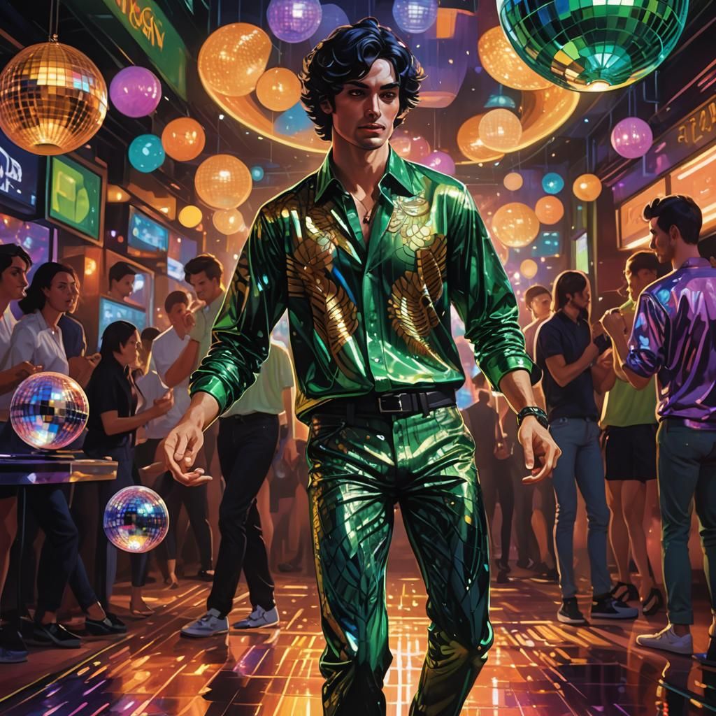 Vibrant Nightlife Scene: Sci-Fi Art in Iridescent Colors