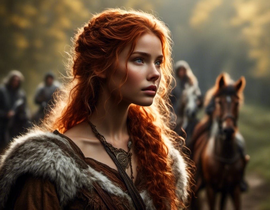 Viking Warrior Woman Raiding Coastal Town