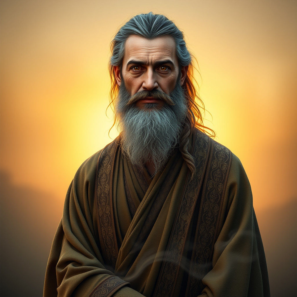 Celtic Robed Figure in Golden Light: Fantasy Art