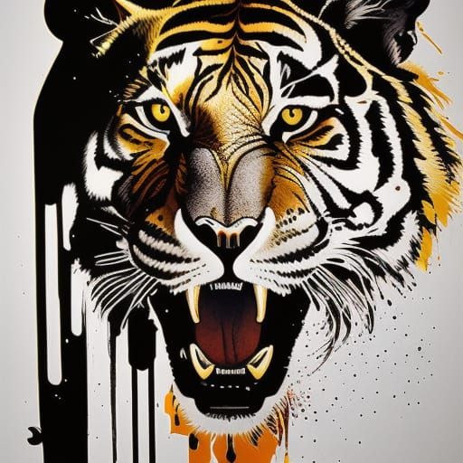 Eldritch Tiger in Liquid Ink Style