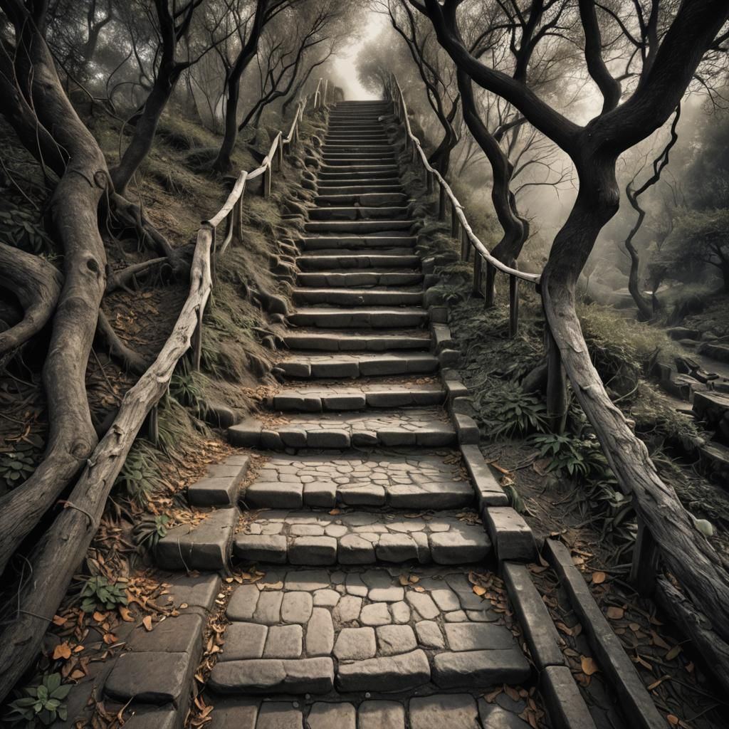 Hyperrealistic Intersecting Paths in Dreamlike Silence