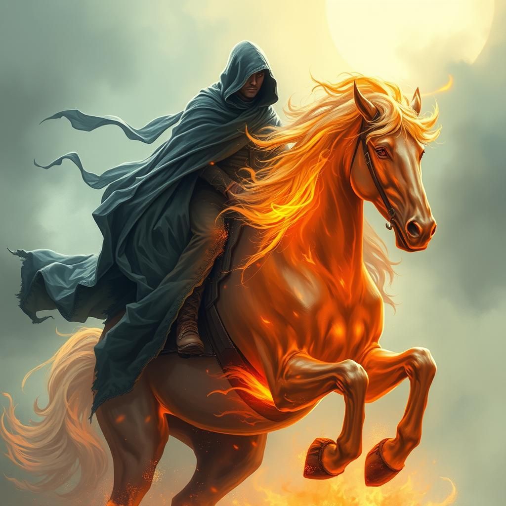 Ethereal Ghost Rider on Fire Horse