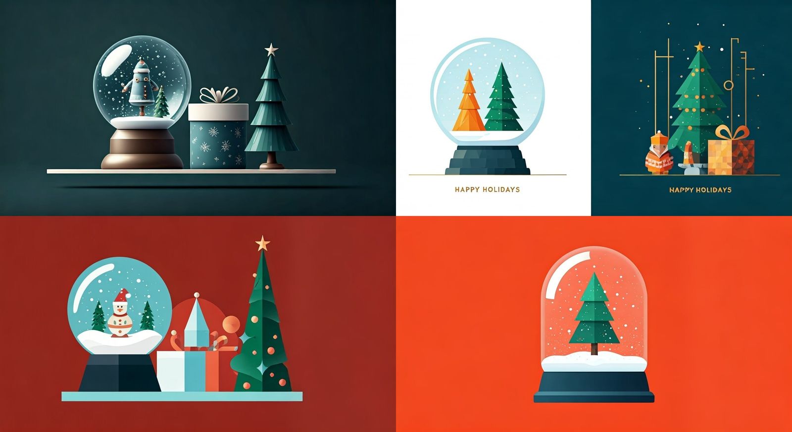 Geometric Winter Holiday Icons in Bauhaus Style