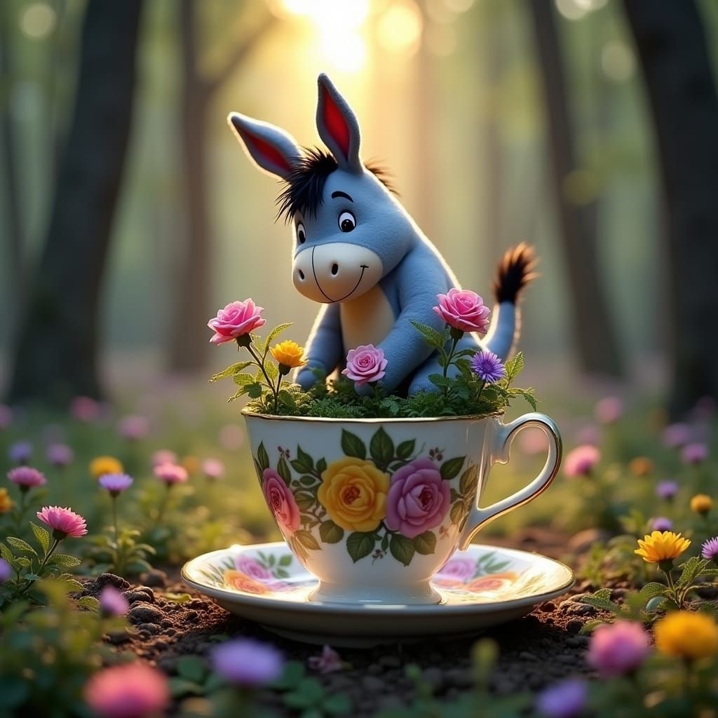 Eeyore loves tea snd roses