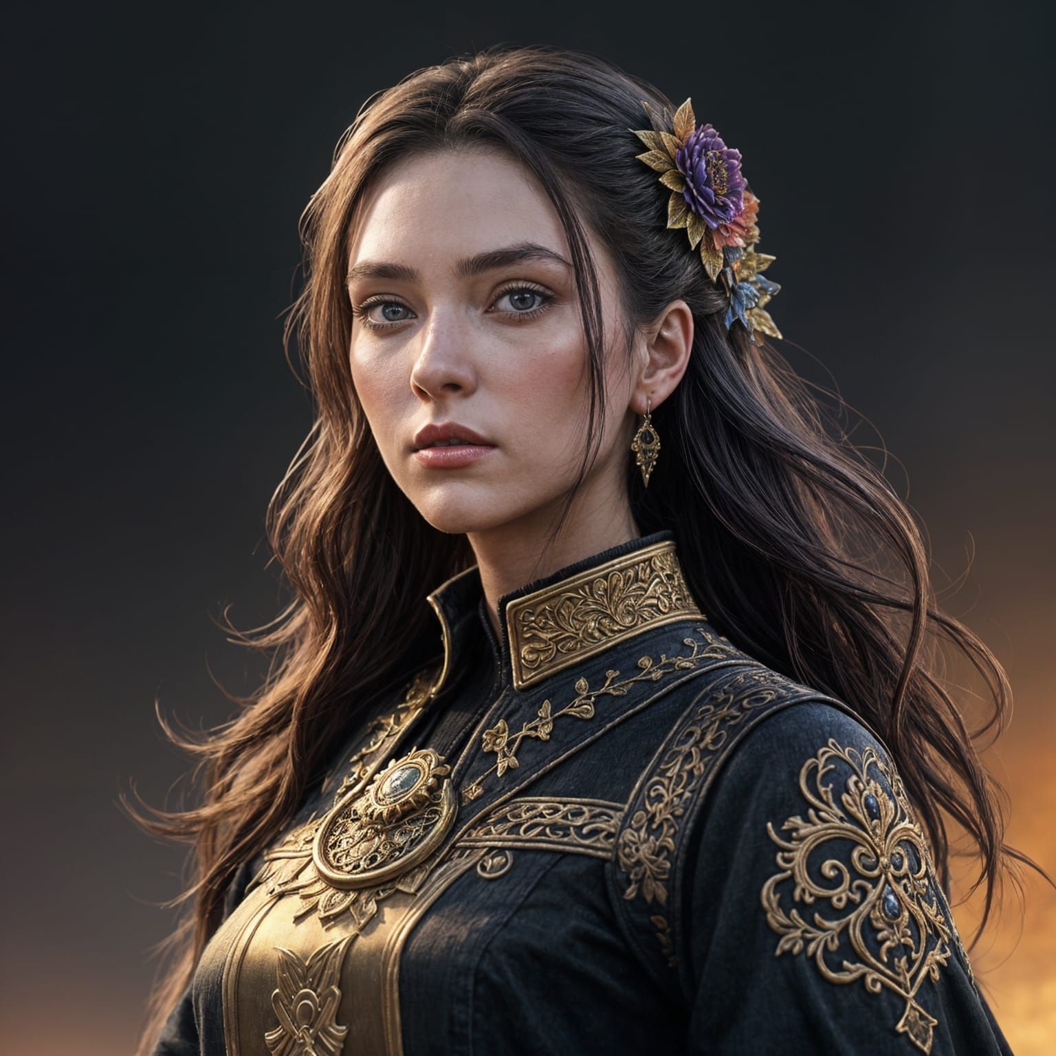 Detailed Matte Painting of a Young Woman