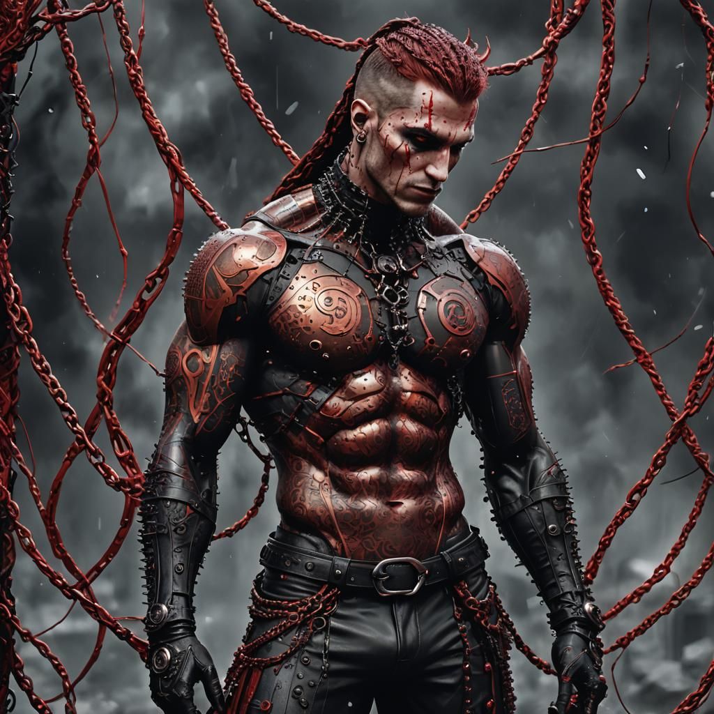 Gothic Sci-Fi Male Portrait with Bare Glutes
