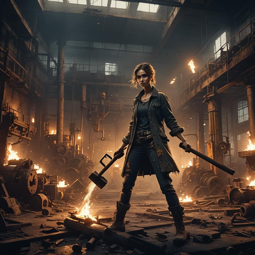 Industrial Concept Art: Woman with Sledgehammer