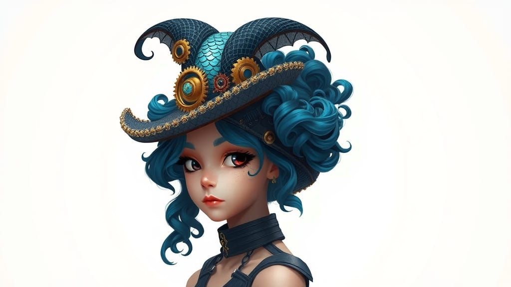 Solarpunk Hero in Whimsical Cowboy-Witch Hat with Dragon Sca...