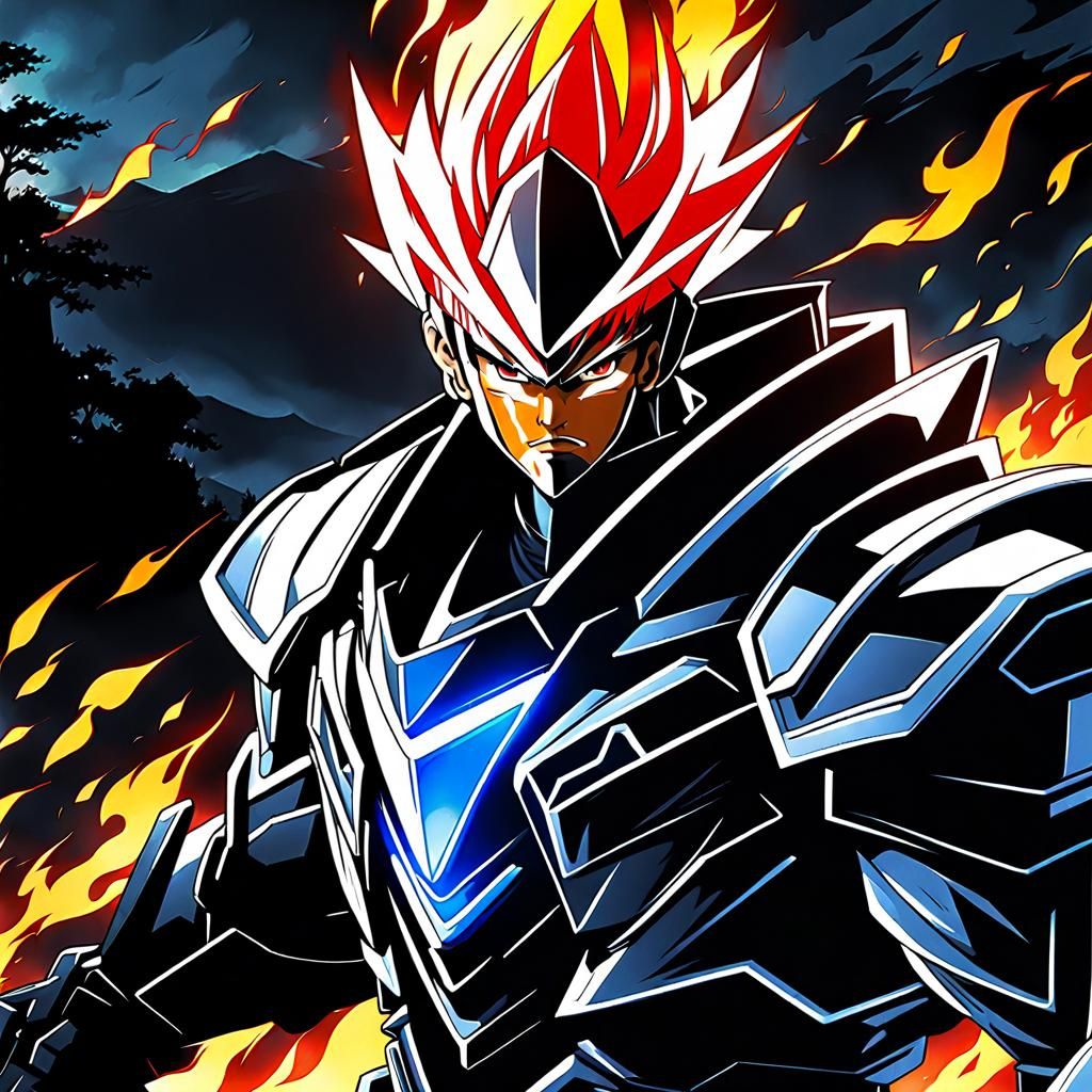 Anime Character with Fiery Eyes, Cel-Shaded Manga Scan